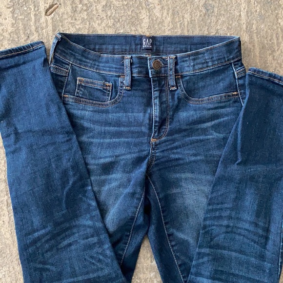 Gap denim women's "favorite jegging" skinny jeans - distressed - dark blue 26R - Picture 3 of 7